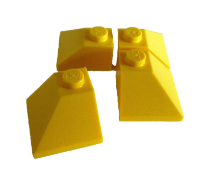 4 x LEGO  3045 System,gelbe Dachsteine,Dachecken, Roof Tile,Slope in 2x2/45°Neu