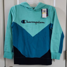 Champion Hoodie Boys Medium Blue Pullover Hooded Sweatshirt Sweater Youth Kids