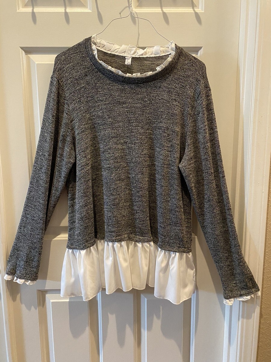 Top Simi Classic Taille XL - Noir, Blanc, Gris à Volants, Anti-rides, Neuf