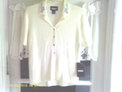 Studio Button up Short Sleeved Blouse ''Alabaster'' women's Sz- Small (NWT)