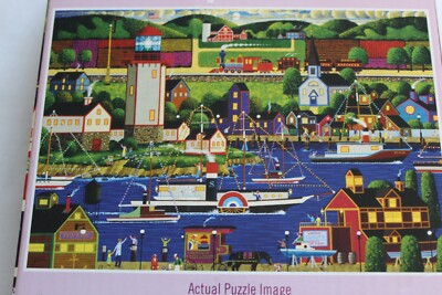 Artist Series 500 Pc Puzzle Holiday Boat Parade Lox Challenging Level 19x13