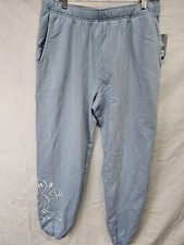 Disney Mickey Mouse Joggers Size L Light Blue Embroiered Pants