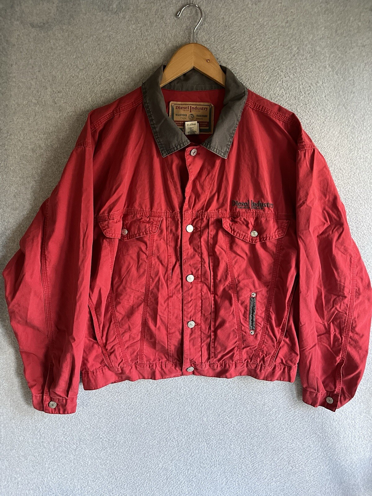 Vintage Diesel Industry Denim Red Jacket Large Made In Italy