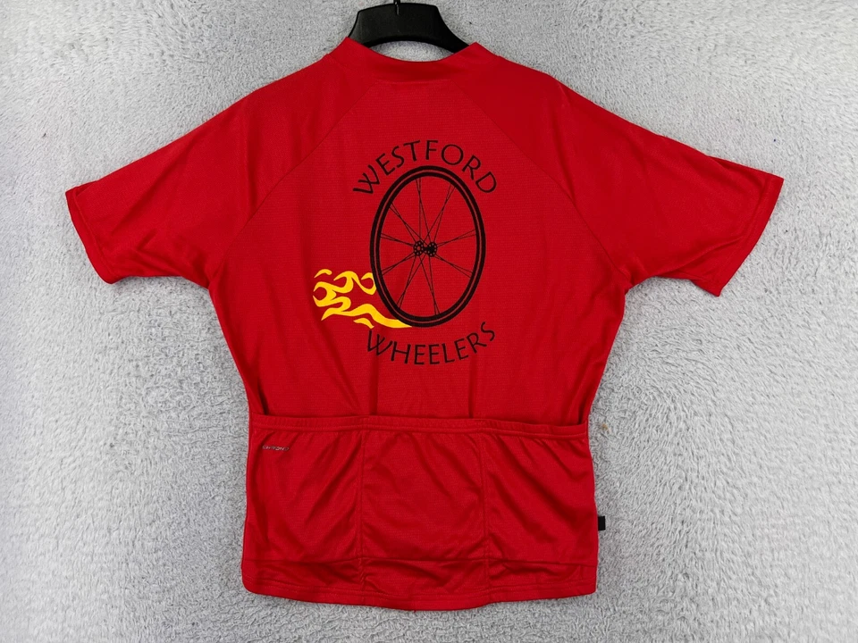 Cannondale 骑行服成人大号红色 1/4 拉链涤纶 Westford Wheelers — 第 2/4 张图片