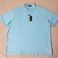 Polo Ralph Lauren Mens Heather Blue Soft Touch Polo Shirts Big  Tall 2XB