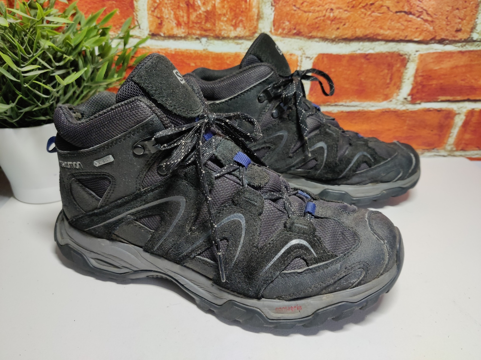 SCARPE DA TREKKING UOMO SALOMON GORE TEX UK 8 EU 42 NERE SCAMOSCIATE STRINGATE