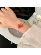 Bracciale donna Braccialetto Con Fiore Di Rosa perlina