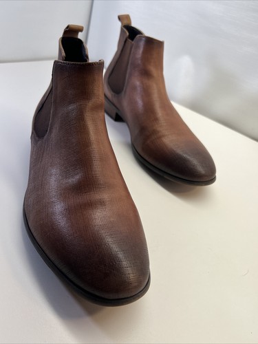English Laundry, Men's Distressed Brown Leather Dress Shoes, Size 11.5. - Picture 4 of 11