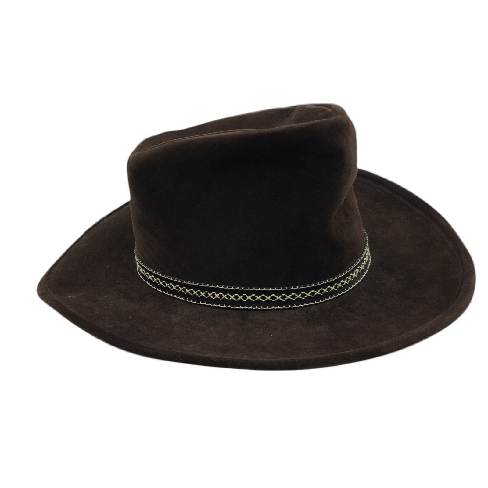 Bailey URollit Western Cowboy Embroidered Hat Band Feather Felt Brown