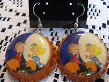 Halloween 1" Bottle Cap Images Earrings  Handcrafted   Gift Idea