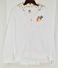 Disney 2020 Disneyland White Hoodie Zip Sweatshirt XL Mickey  Minnie NWT