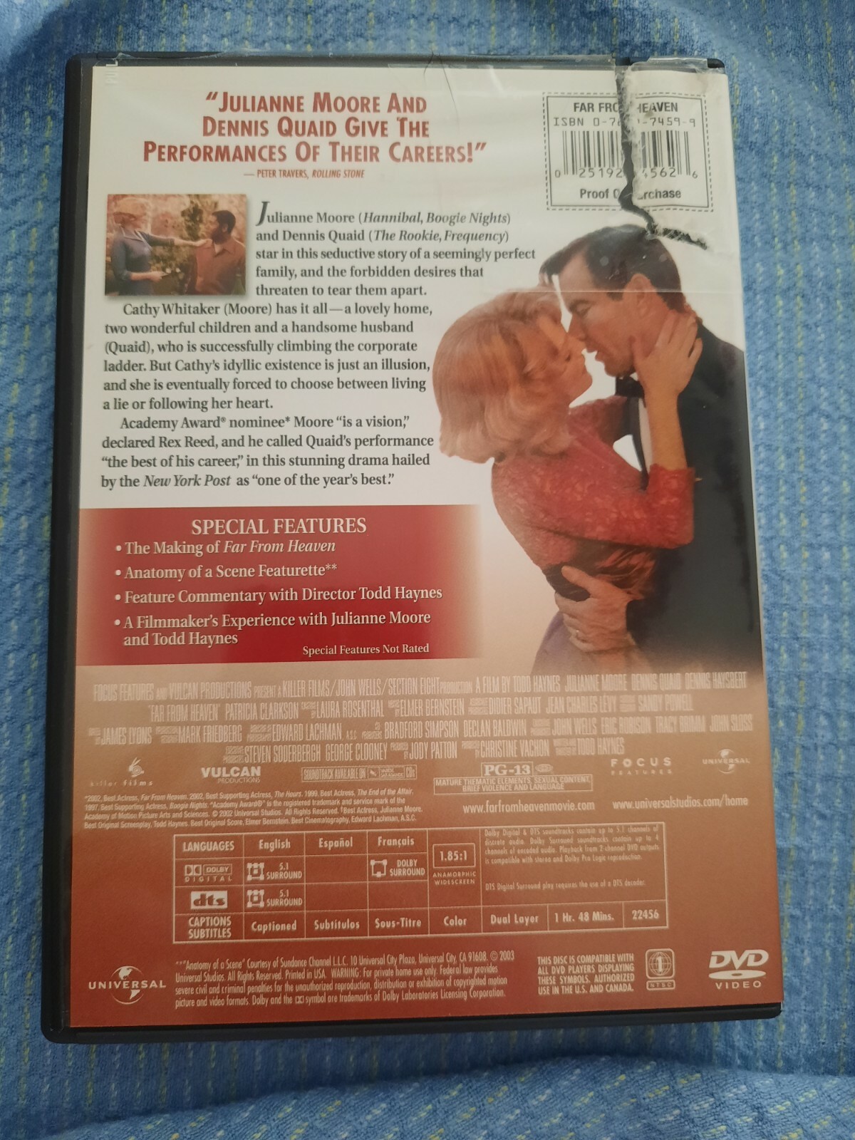 Far From Heaven (DVD, 2003) Julianne Moore, Dennis Quaid & Dennis ...