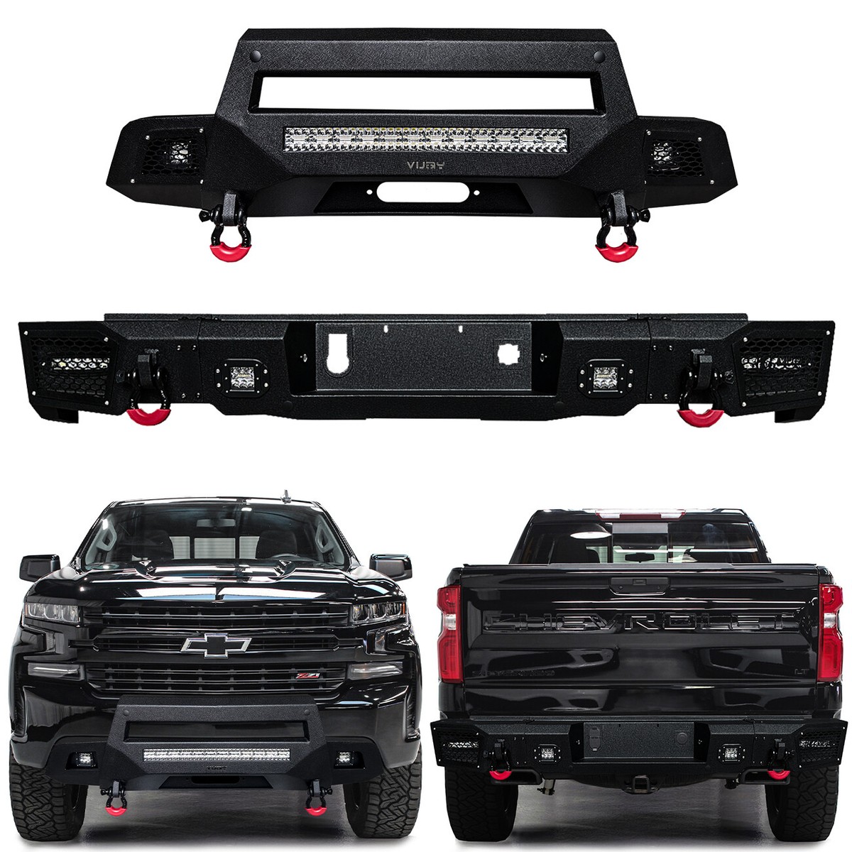 Vijay For 2019-2022 Chevy Silverado 1500 Front or Rear Bumper with LED  Lights