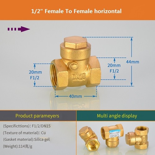 Brass One Way Check Valves Bsp 1/2" 3/4" 1" Male/Female Thread Non Return Valve - Picture 16 of 19