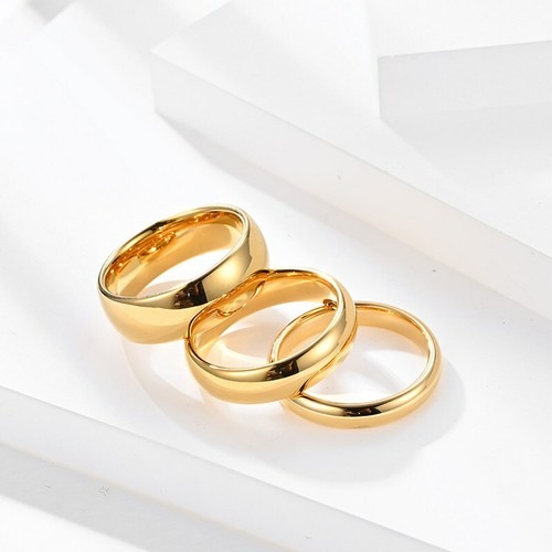 4mm/6mm/8mm Tungsten Steel Bands Men's 18K Gold Plating Women's Ring Size 5-13 - Picture 5 of 13