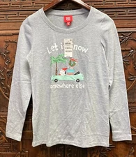 New Family PJ's Women Trop Santa Let It Snow Pajama Top, Grey, Medium