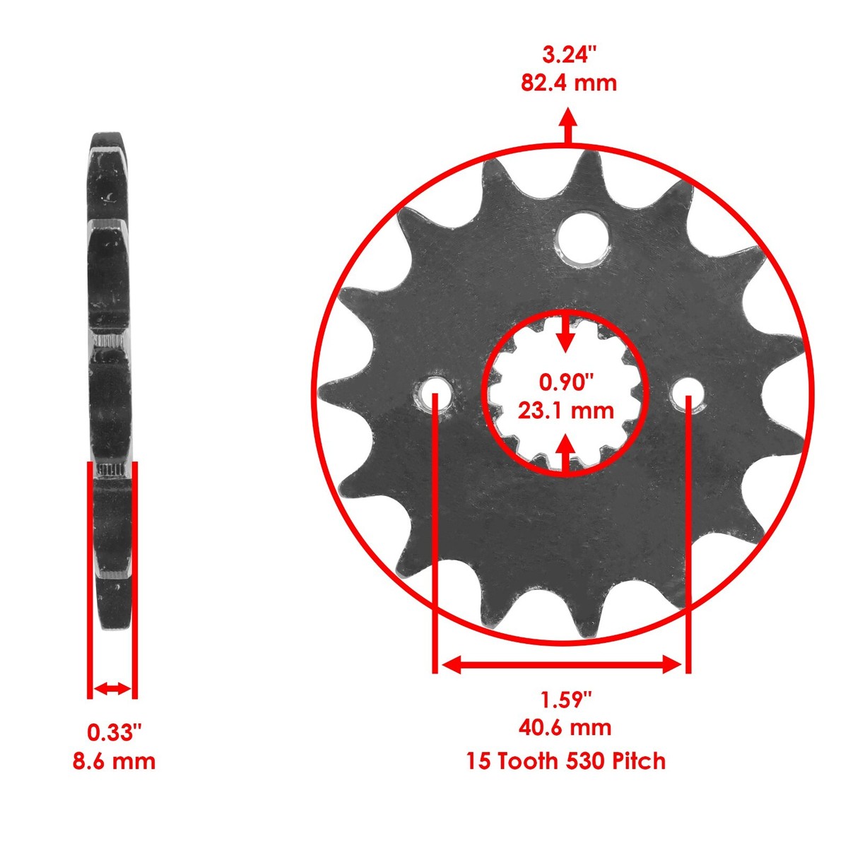 Black Drive Chain & Sprocket Kit For Yamaha YZF600R (1995-2007) | 530 Non O-Ring Chain | 122 Links – Complete Kit