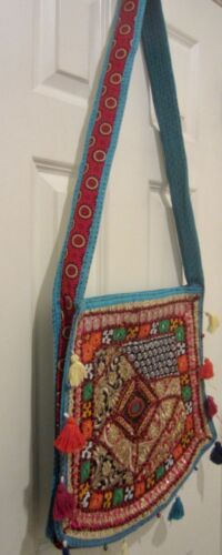 Nuevo Bolso de Mano Bordado Espejado Borlas Multicolor Grande Bolso de Hombro - India - Imagen 3 de 5