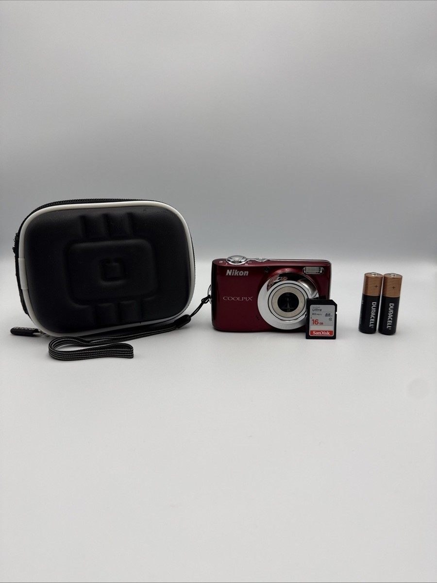 Nikon Coolpix L24 14MP Digital Camera Red w/ Case 16gb SD Card