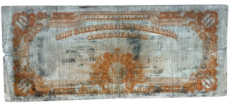 Rare 1922 $10 LARGE Size US Currency Ten Dollar GOLD CERTIFICATE  - Image 4 of 4