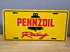 Vintage Pennzoil Racing License Plate Yellow Oil Gas Garage Decor Auto Man Cave