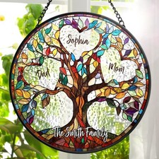 Family Unbreakable Bond Tree Of Life Personalized Stained Glass Window Hanging