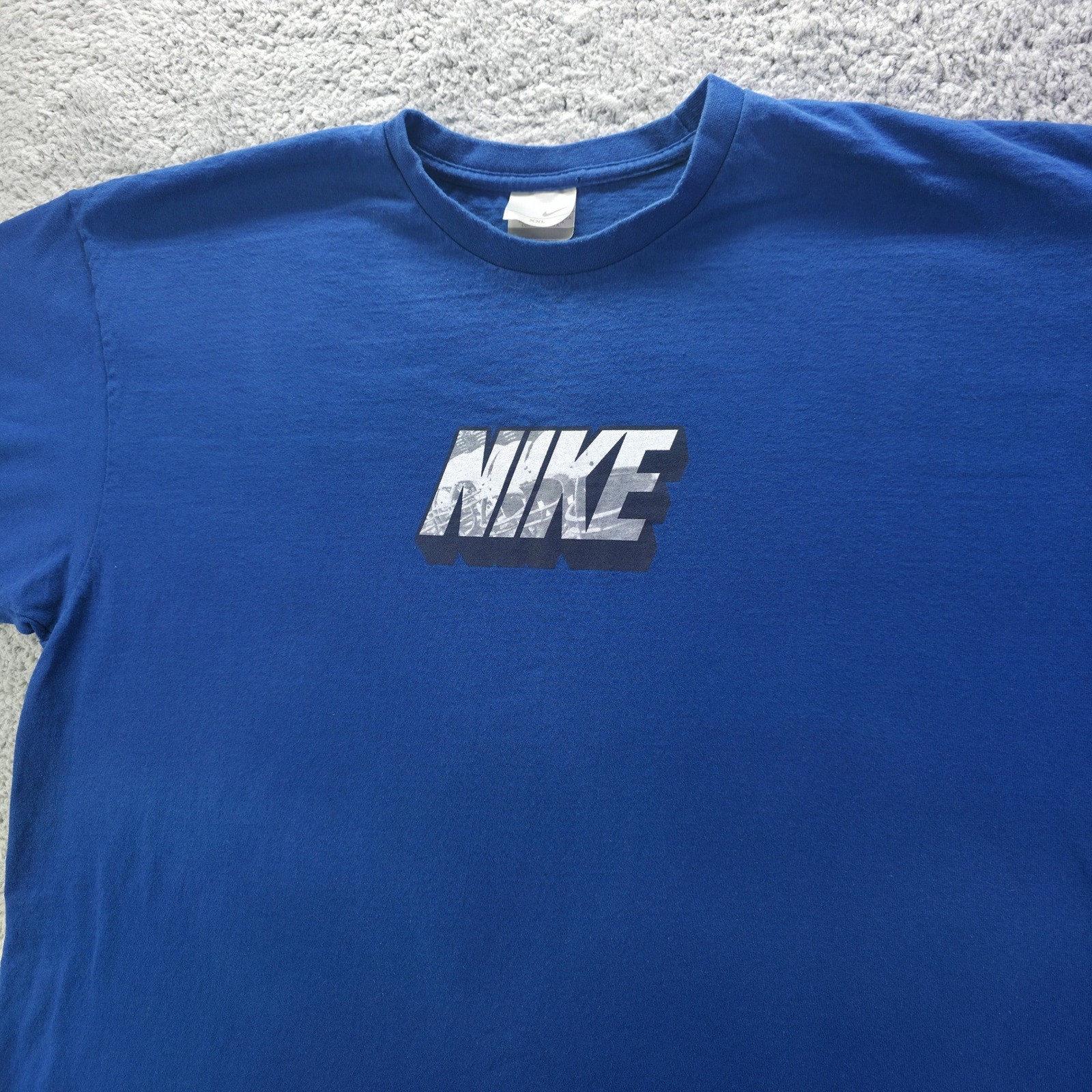Vintage Nike Mens XXL Blue Graphic T-Shirt Football Logoman Short Sleeve Cotton