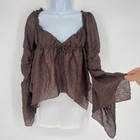 Urban Outfitters Forest Fairy Babydoll Top Womens Sz M Cottage Chocolate Brown