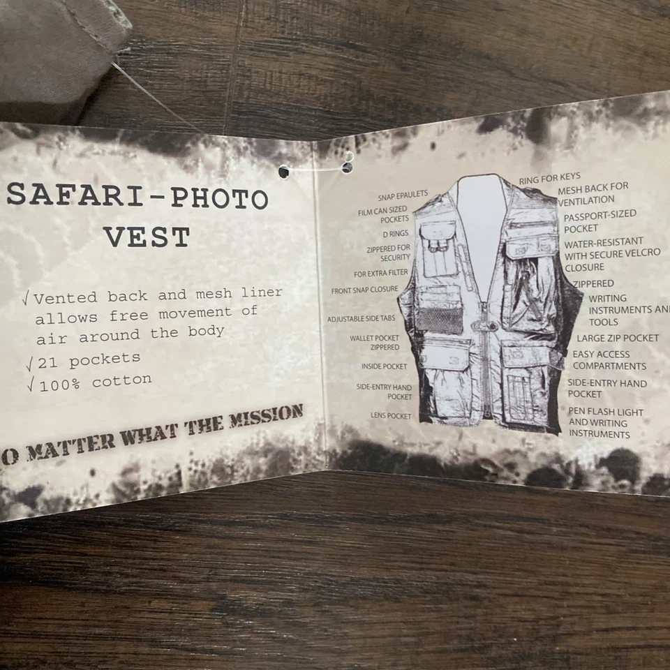 NWT New Humvee by CampCo Men’s Safari Photo Vest Size SM Olive A4-040 - Image 3 of 4