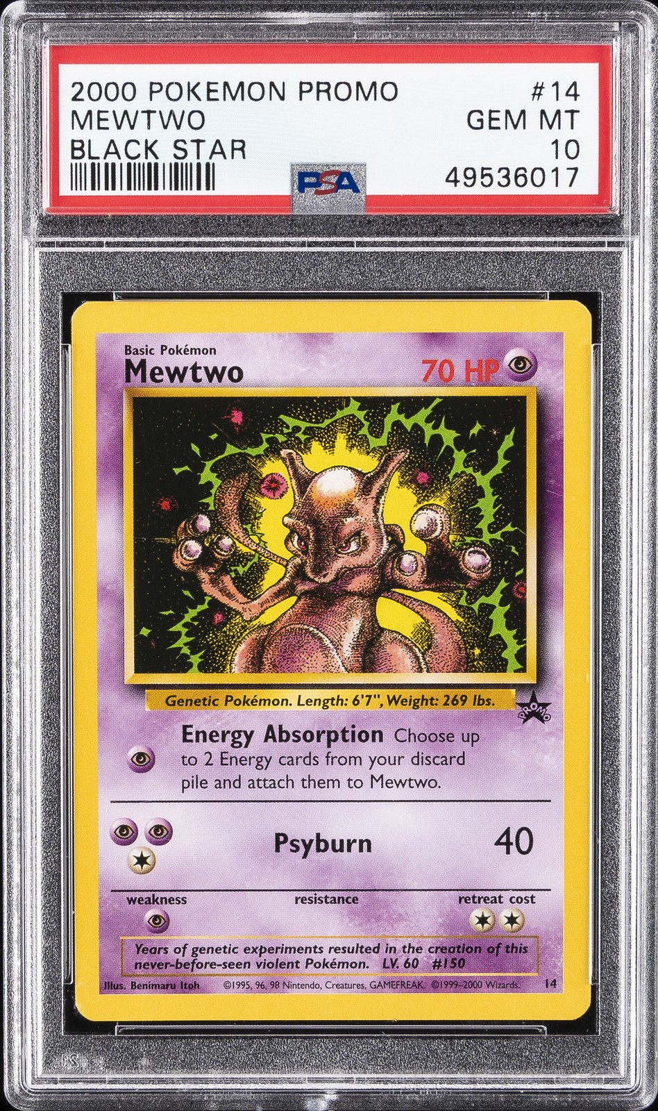 2000 POKEMON PROMO BLACK STAR #14 MEWTWO PSA 10