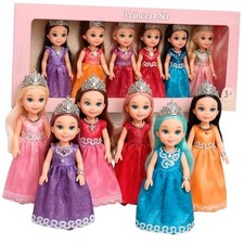 Princess Dolls Playset   6 Mini Princess Dolls with Colorful Gowns, Princesses
