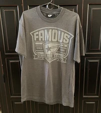 Y2K 90s Vtg Famous Stars Stripes Gray Men’s L Logo Shirt Streetwear Grunge Punk