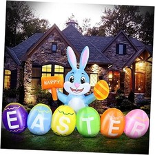 6FT Easter Inflatable Bunny Outdoor Decorations with Eggs, Build-in LED