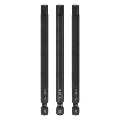 Für 3er-Set 6mm Sechskant-Bohrer 100mm Länge Magnet-Bits, Schwarz