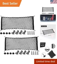 Durable 2 Pack Cargo Net with Hooks - Flexible Trunk Organizer 35.4x15.8 Inch