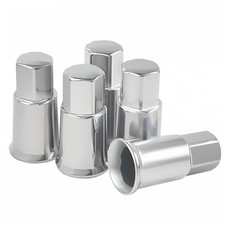 TR413 Chrome Valve Stem Caps 5 Pack, Long Plastic Tire Air Cap, Fits All TPMS