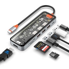 TOTU 7-in-1 USB C Hub Docking Station 4K HDMI 92W PD USB-C Power Delivery 3 USB