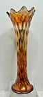 Vintage Fenton Marigold Iridescent Carnival Glass 11" Thumbprint Swung Vase