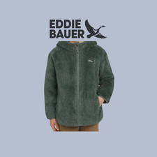 Eddie Bauer Youth Kid's High Pile Plush Hooded Full Zip Jacket