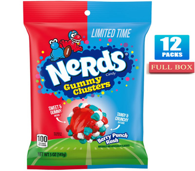 NEW! 12x Bags Nerds Gummy Clusters Berry Punch Rush - 5oz Each
