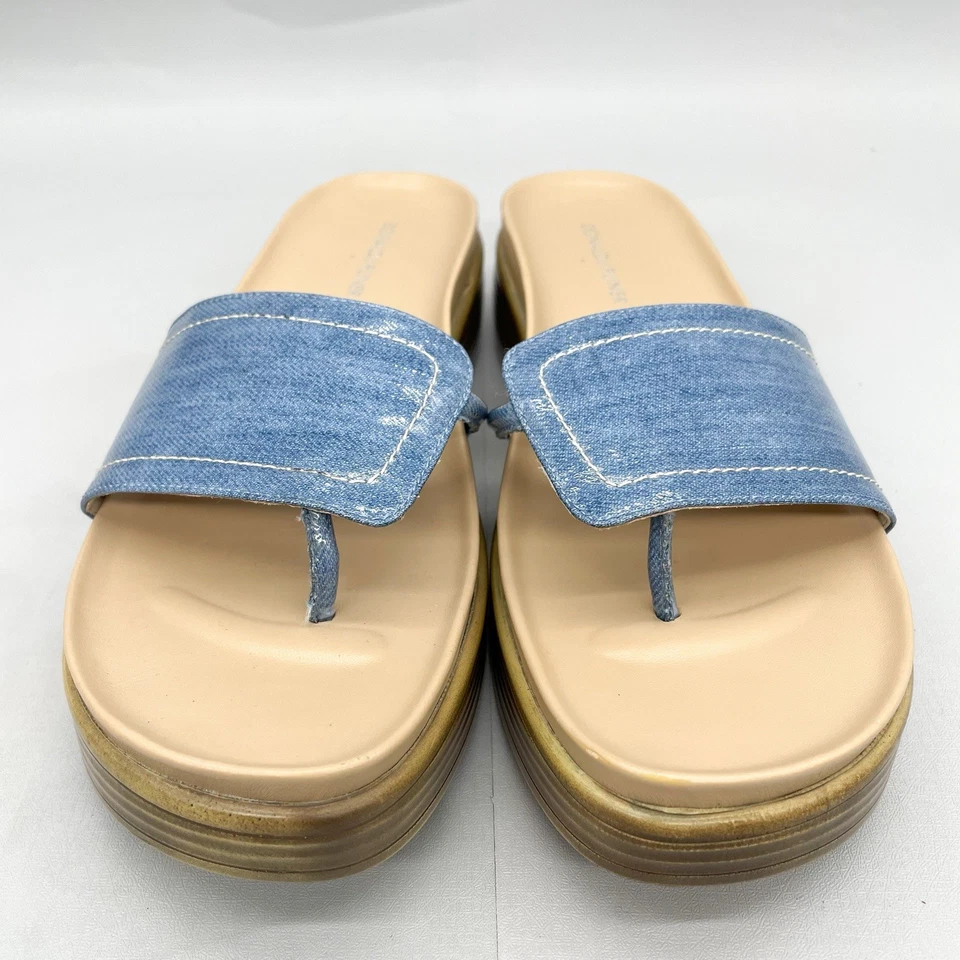 Donald Pliner Mujer 9.5M Fifi Sandalias Zapatos Denim Azul Tanga Plataforma Cuña Foto 4 de 4