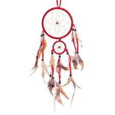 18" Traditional Red Dream Catcher with Feathers Wall or Car Hanging Ornament 2