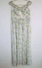 Adrianna Papell Dress Womens 12 Floral Pastel Maxi Off Shoulder Elegant Wedding