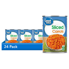  24 pack Great Value Sliced Carrots, Canned Carrots, 14.5 oz Can by Great Value