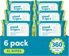 Extra Large Adult Wipes Shea Coco Septic Safe Vitamin E Aloe 360