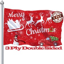 Christmas Flags 3x5 Outdoor, 3 Ply Large Merry Christmas Flags for Outside 3x...