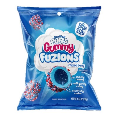 Stuffed Puffs Mixed Berry Gummy Fuzions 4.23oz Crunchy Coating Sour Fruity