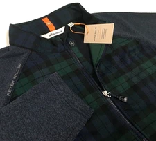Peter Millar Blackwatch Green Tartan Plaids Golf Knit Sweater Windbreaker Jacket