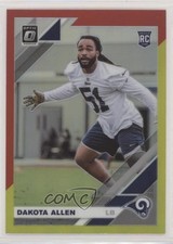 2019 Panini Donruss Optic Rookies Red & Yellow Prizm Dakota Allen #117 0b3