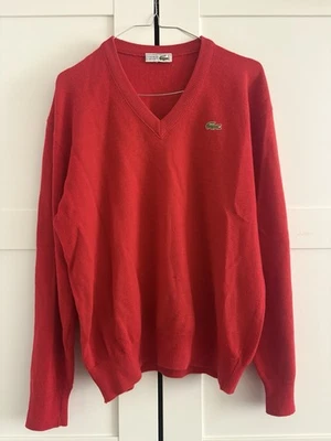 Pull Col V Lacoste Rouge Vintage - Photo 1/4